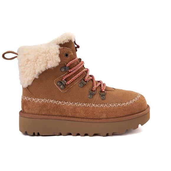 🔴SOLD UGG Classic Alpine Chestnut Lace Up Suede Sheepskin Boots Size 11 NIB - Picture 8 of 14